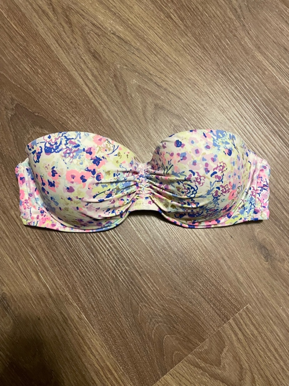 Victoria's Secret Pastel Floral Strapless Push-up Bandeau Bikini Top 36C